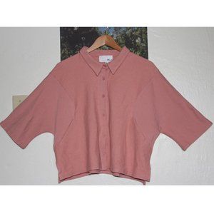 FATE by LFD Pink Crop Button Up with Pockets Large